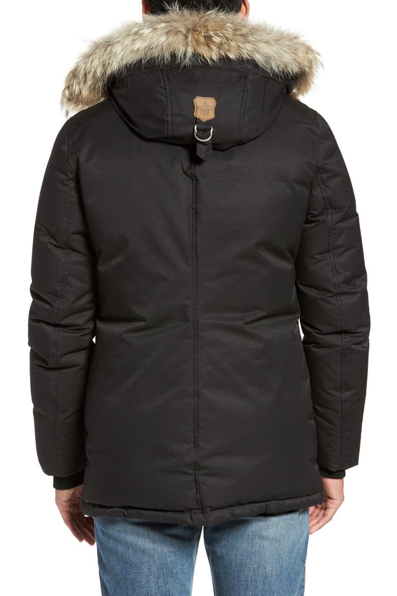 'Edward' Down Parka with Genuine Coyote and Rabbit Fur Trim, Alternate, color, BLACK