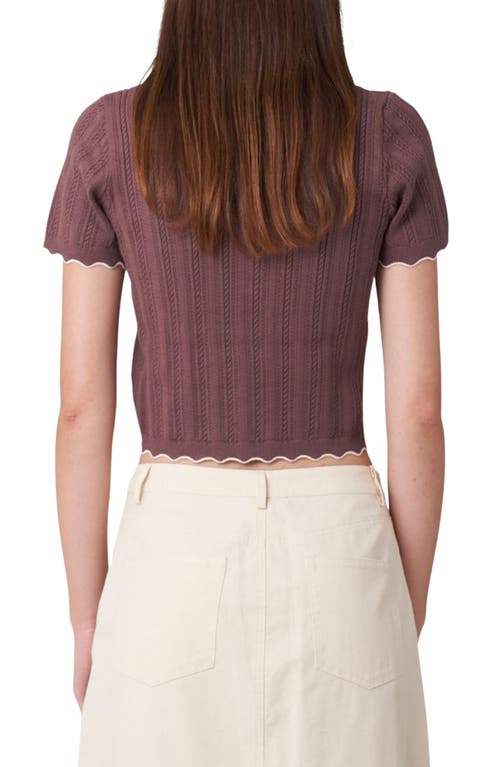 Find Me Now Toddy Mixed Stitch Crop Sweater In Aubergine
