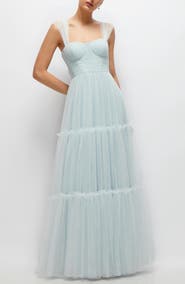 Dessy Collection Tiered Tulle Evening Dress