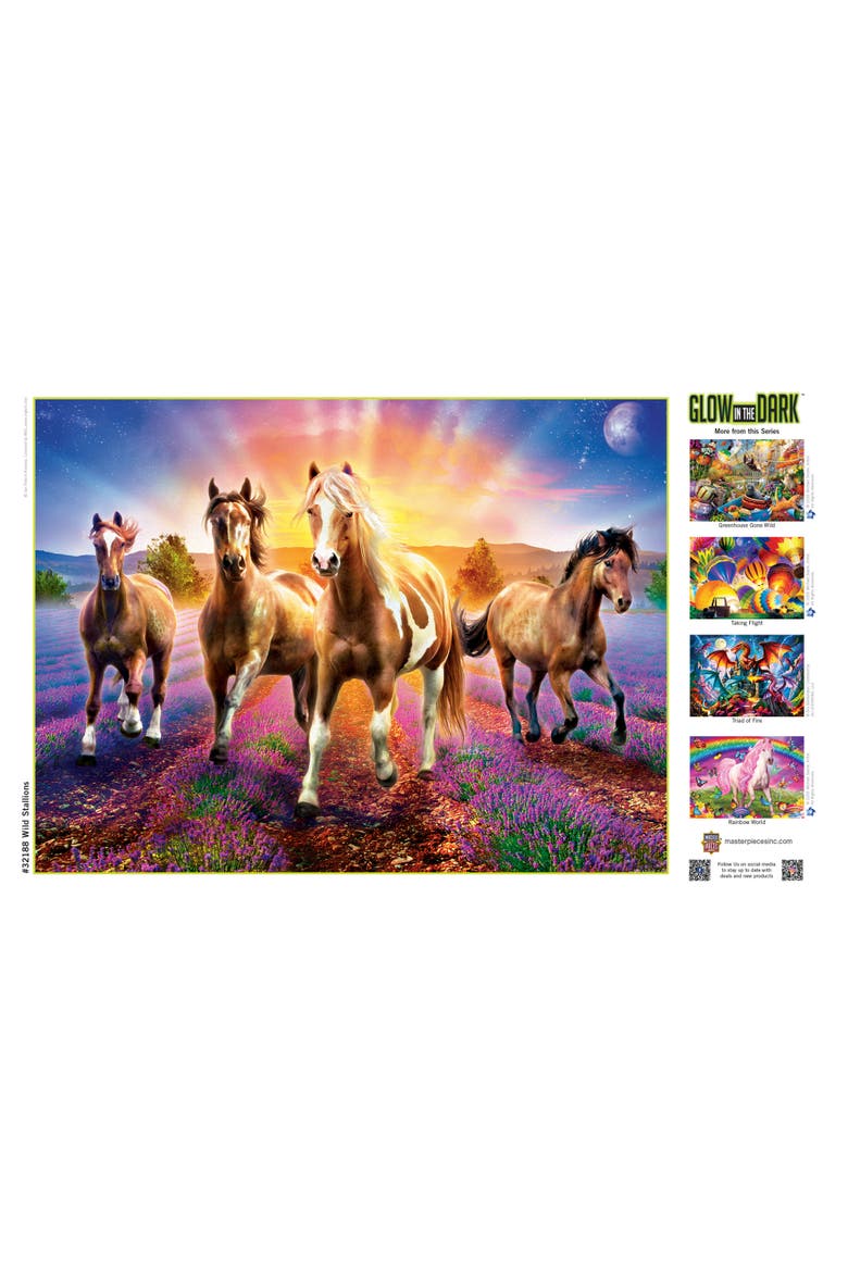 Wild Stallions 300 Piece Glow Puzzle, Alternate, color, Multicolor