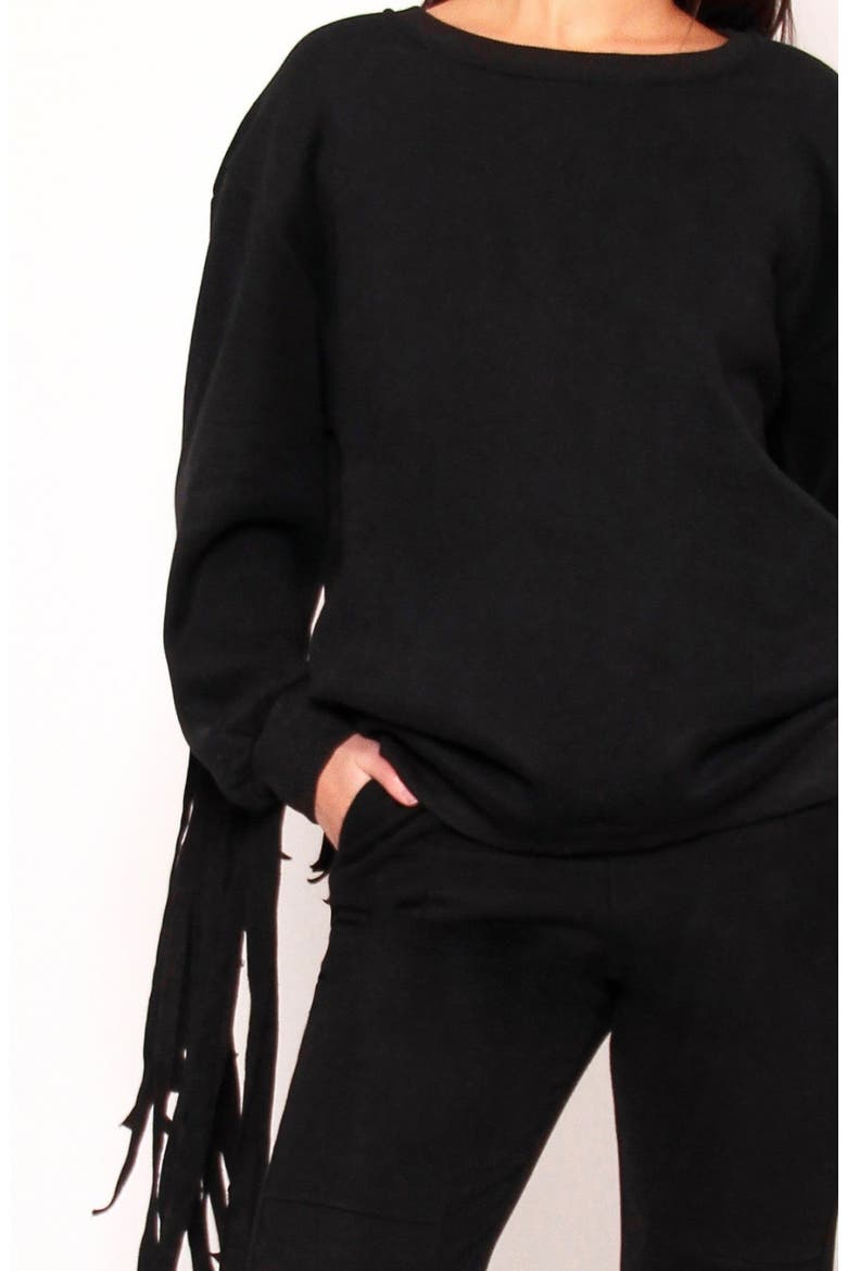 Joe Fringe Sweatshirt, Alternate, color, BLACK