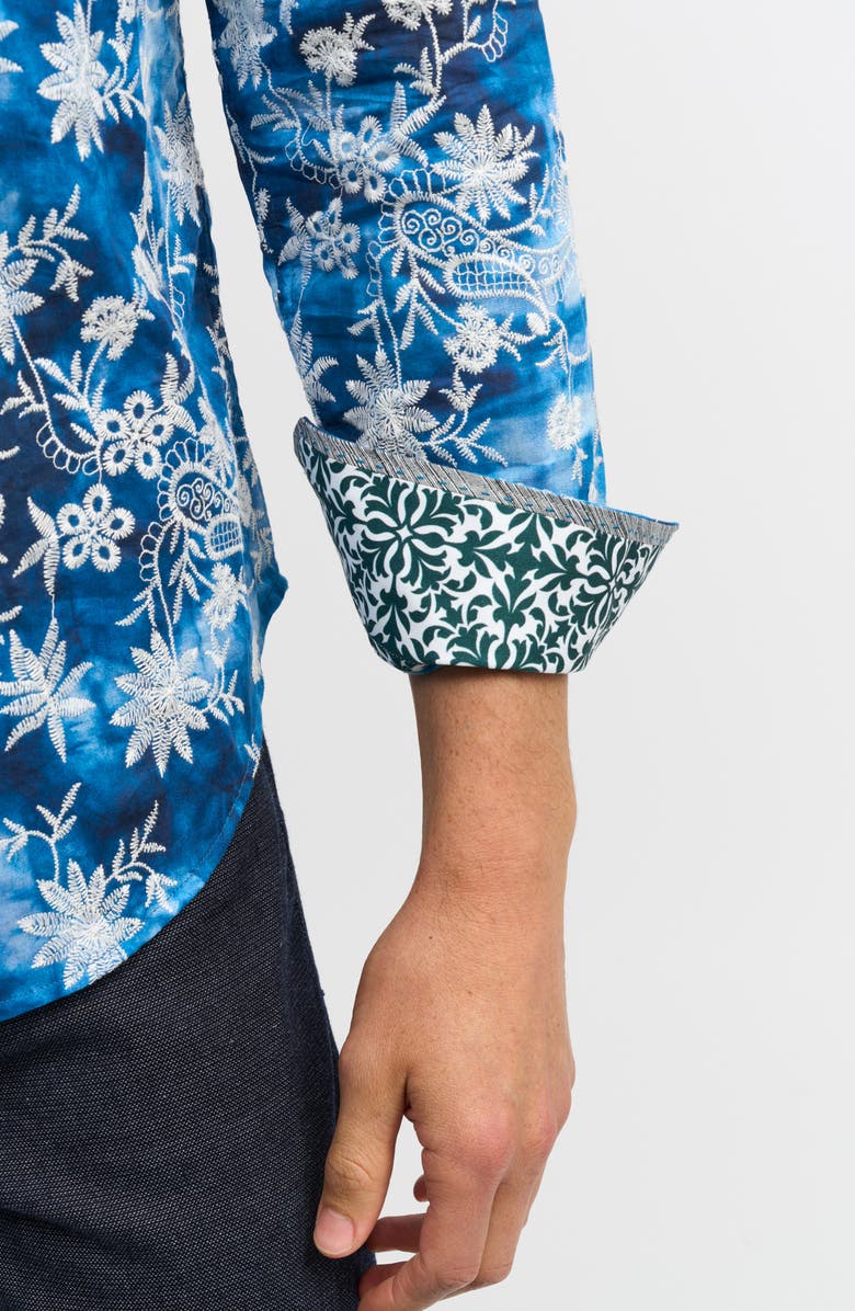 Robert Graham Superior Embroidered Button-Up Shirt, Alternate, color, Blue