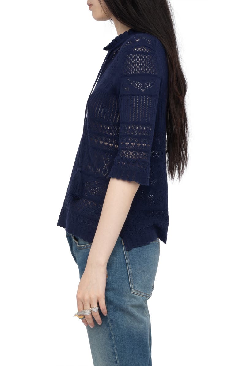 Zadig & Voltaire Open Stitch Shirt, Alternate, color, Marine