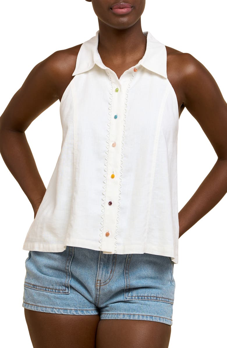 CIEBON Ria Collared Tank, Alternate, color, Off White