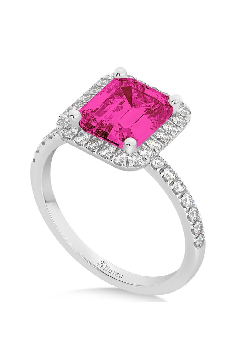Emerald-Cut Pink Tourmaline & Diamond Engagement Ring 14k, Alternate, color, 3.32ct/White Gold