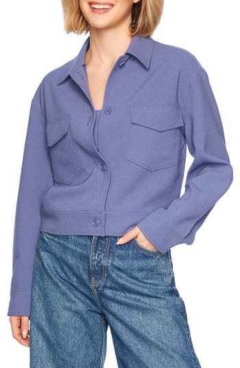 Susana Monaco Pebble Weave Button-up Jacket In Mediterranean