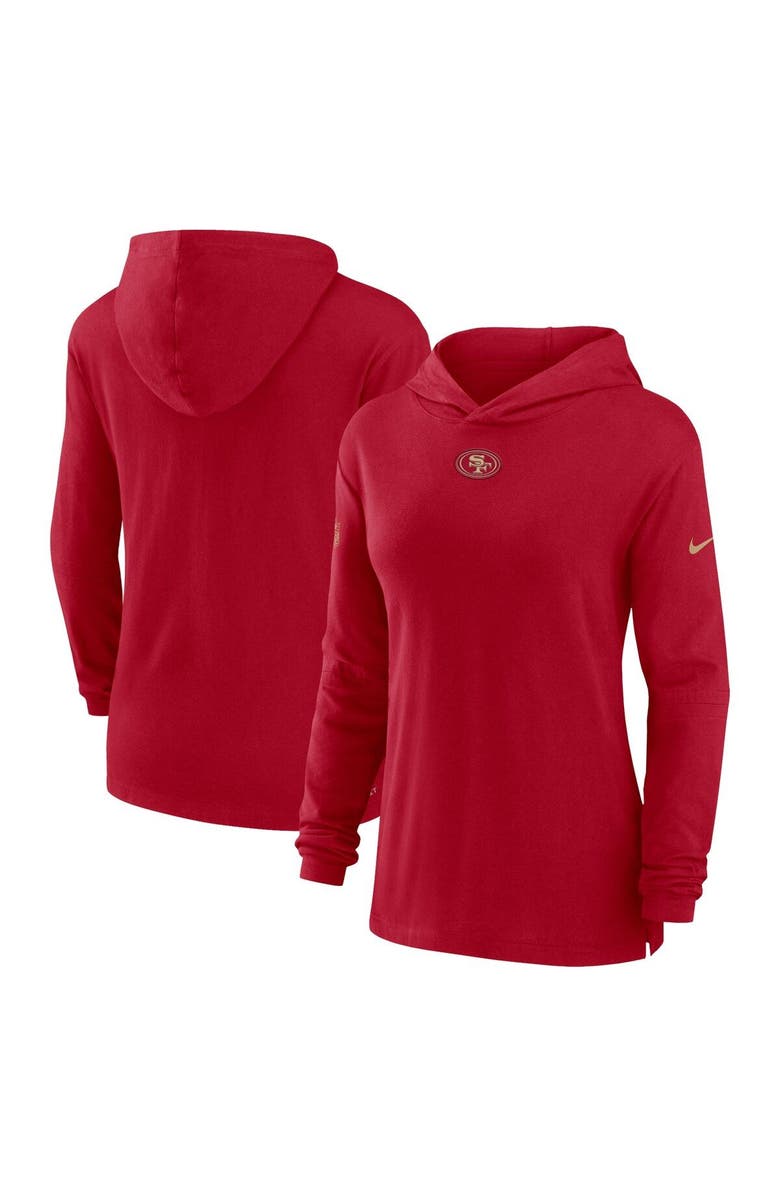 Nike Women's Nike Scarlet San Francisco 49ers Sideline Performance Long Sleeve Hoodie T-Shirt, Main, color, 