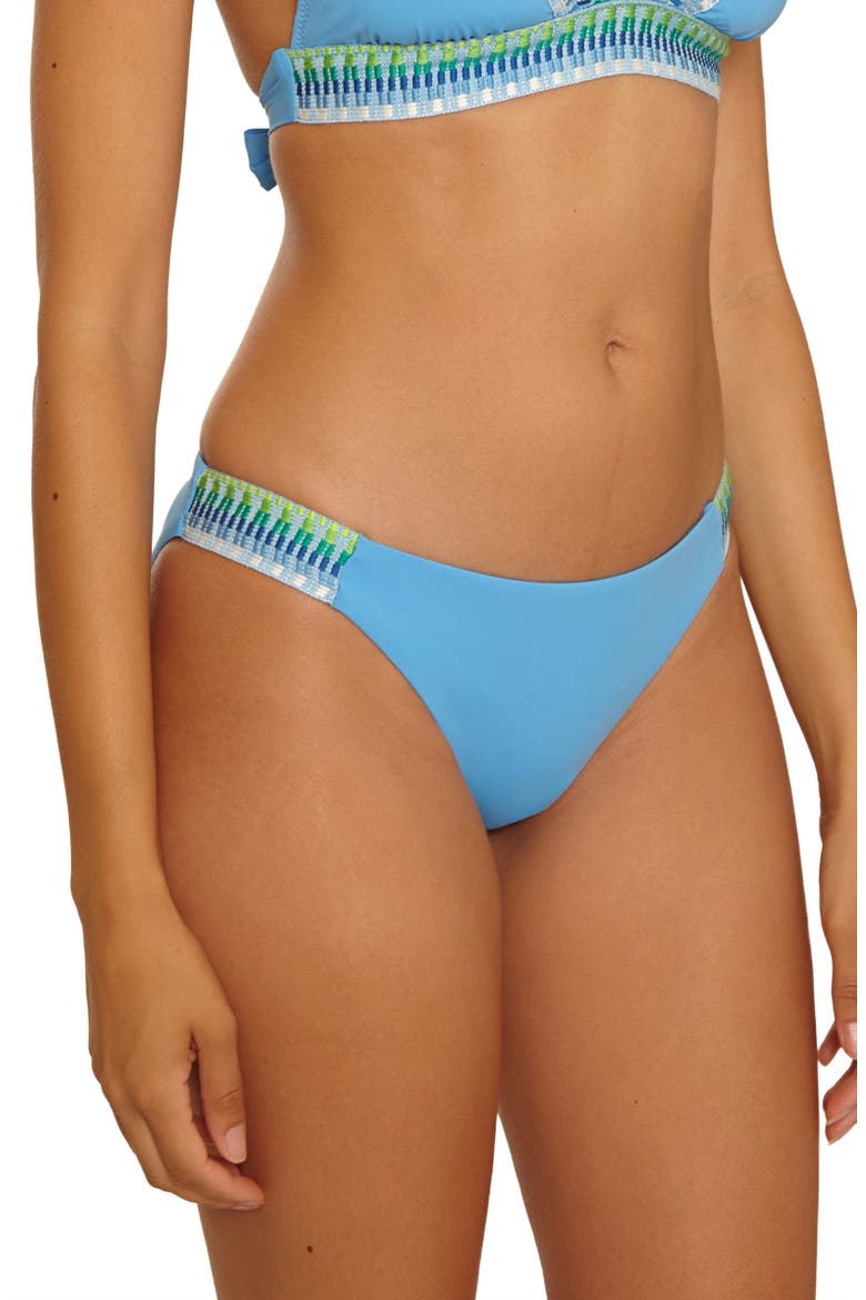 Fiesta American Basket Weave Trim Bikini Bottoms, Alternate, color, SKY BLUE