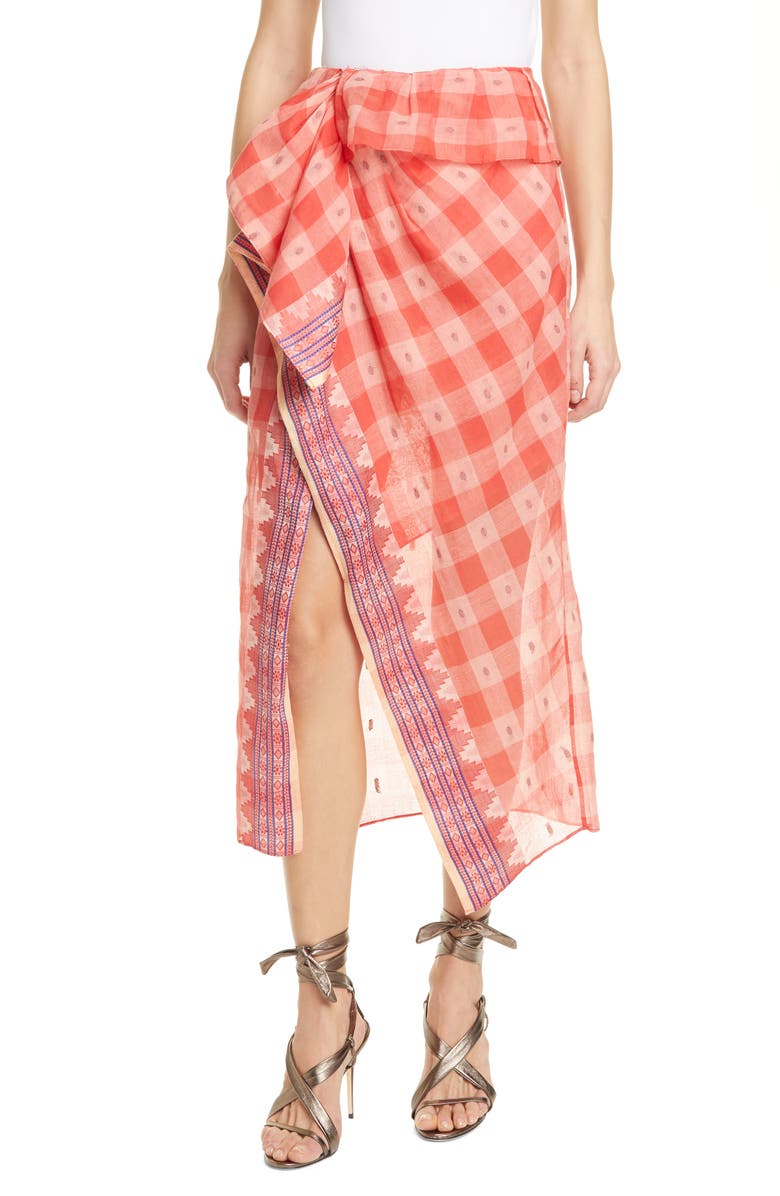 Ulla Johnson Merida Check Cotton Skirt, Main, color, 