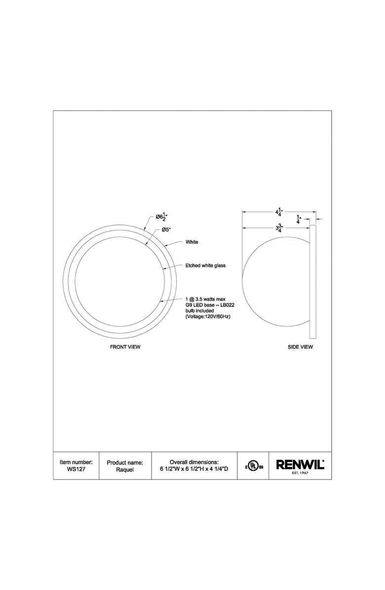 Renwil Round Wall Sconces, Alternate, color, Raquel White