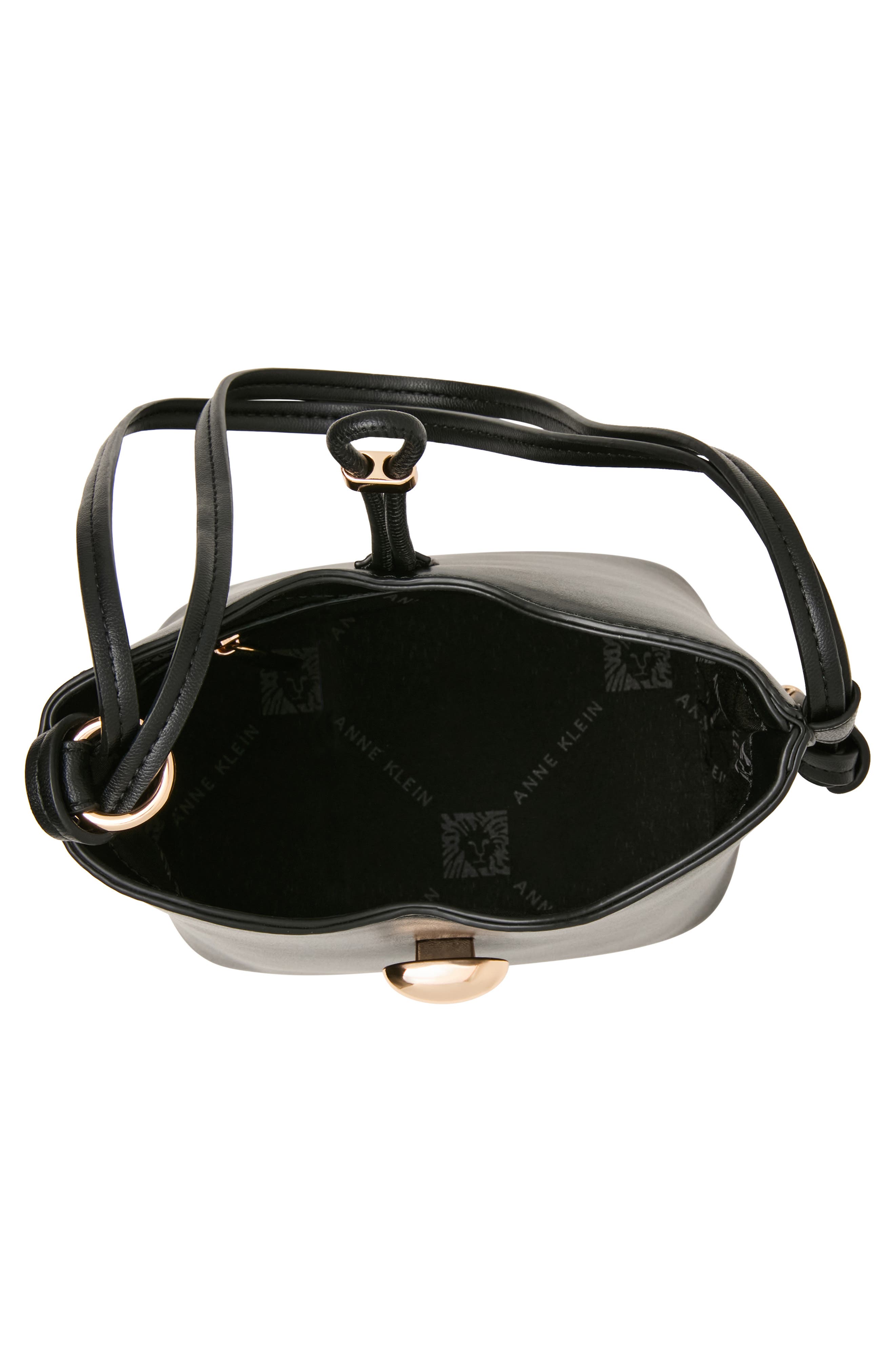 Small Faux Leather Bucket Bag, Alternate, color, BLACK
