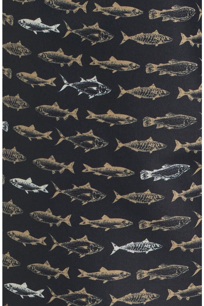 Danio Fish Print Swim Trunks, Alternate, color, BLACK