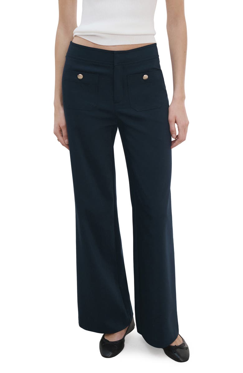 MANGO Flare Leg Pants, Main, color, Navy