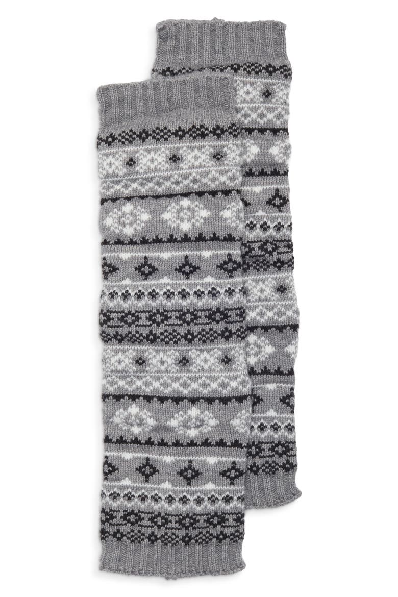 Fair Isle Leg Warmers, Main, color, HEATHER GRAY