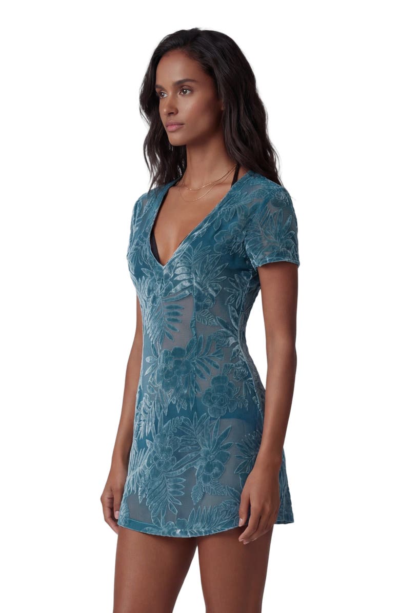 Lords of Harlech Country Floral Womens V-neck Mini Dress, Alternate, color, Country Floral Teal