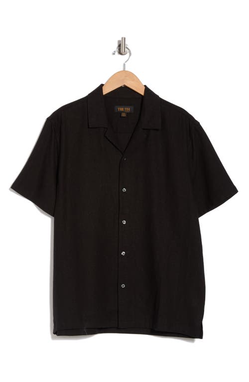 Truth Linen Blend Camp Shirt In Black