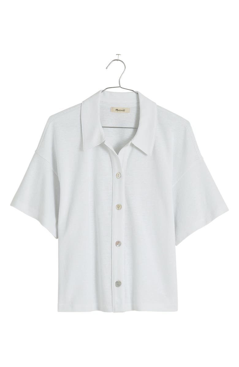 Madewell Relaxed Button-Up Polo Shirt, Main, color, Eyelet White