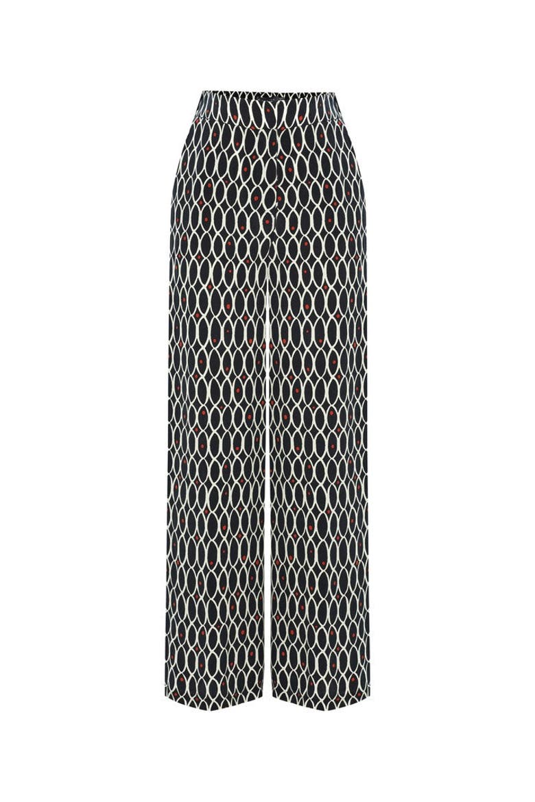 Adia Pants Geometric Patterned Palazzo Pants, Alternate, color, Black and White