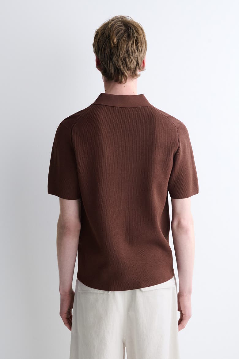 Slim Ribbed Bouclé-Knit Polo Shirt, Alternate, color, RUST