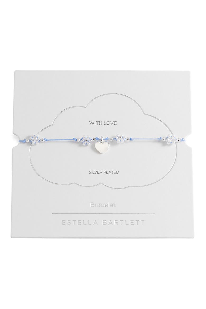 Louise Heart & Flower Beaded Slide Bracelet, Main, color, SILVER