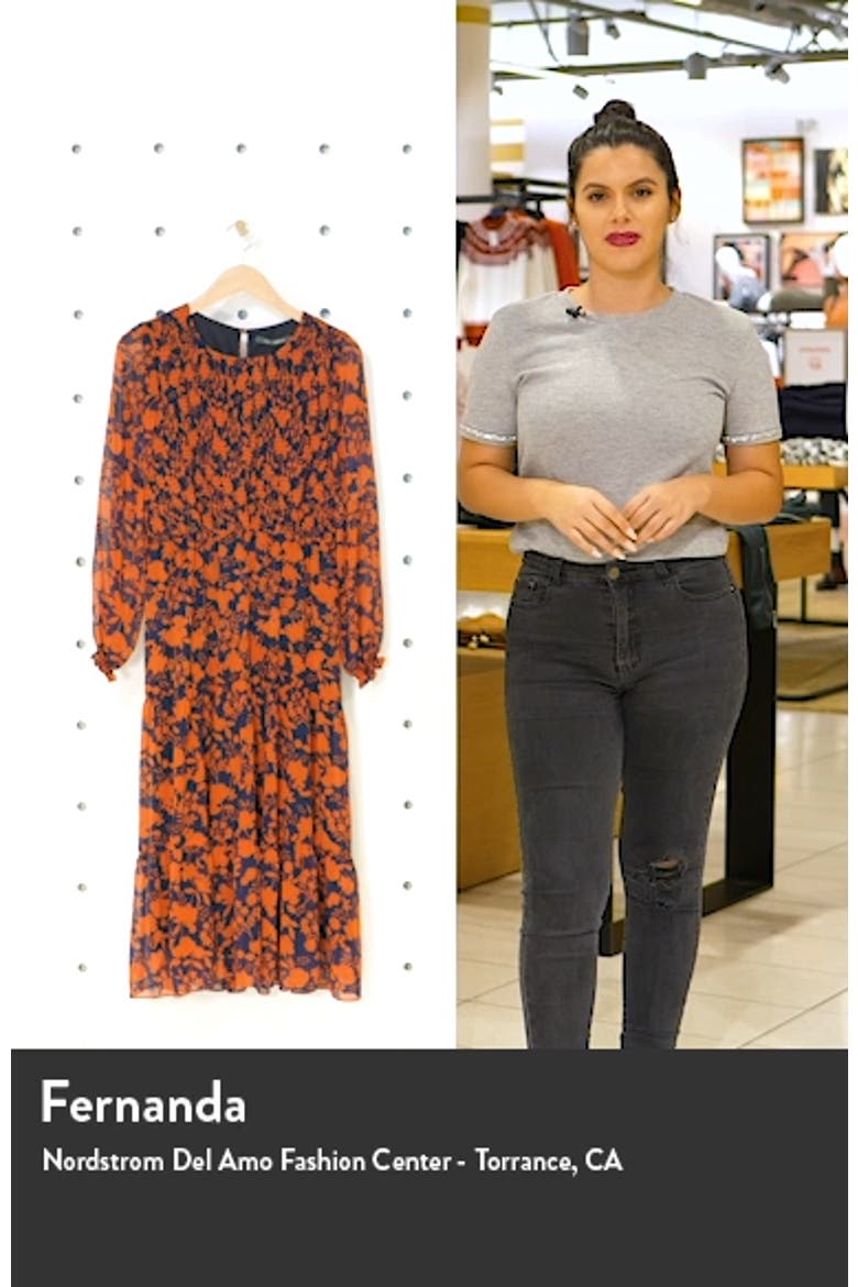 Floral Long Sleeve Chiffon Midi Dress video