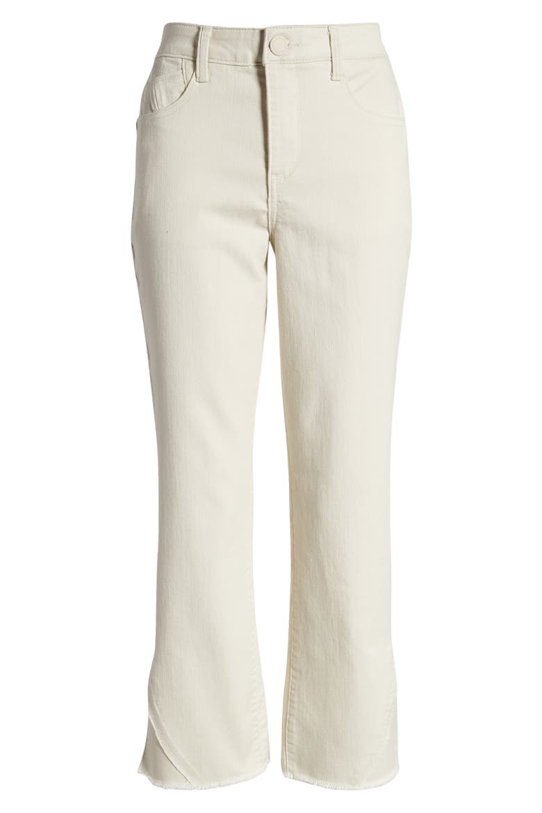 'Ab'Solution Frayed High Waist Ankle Barely Bootcut Jeans, Alternate, color, BLANCHED ALMOND
