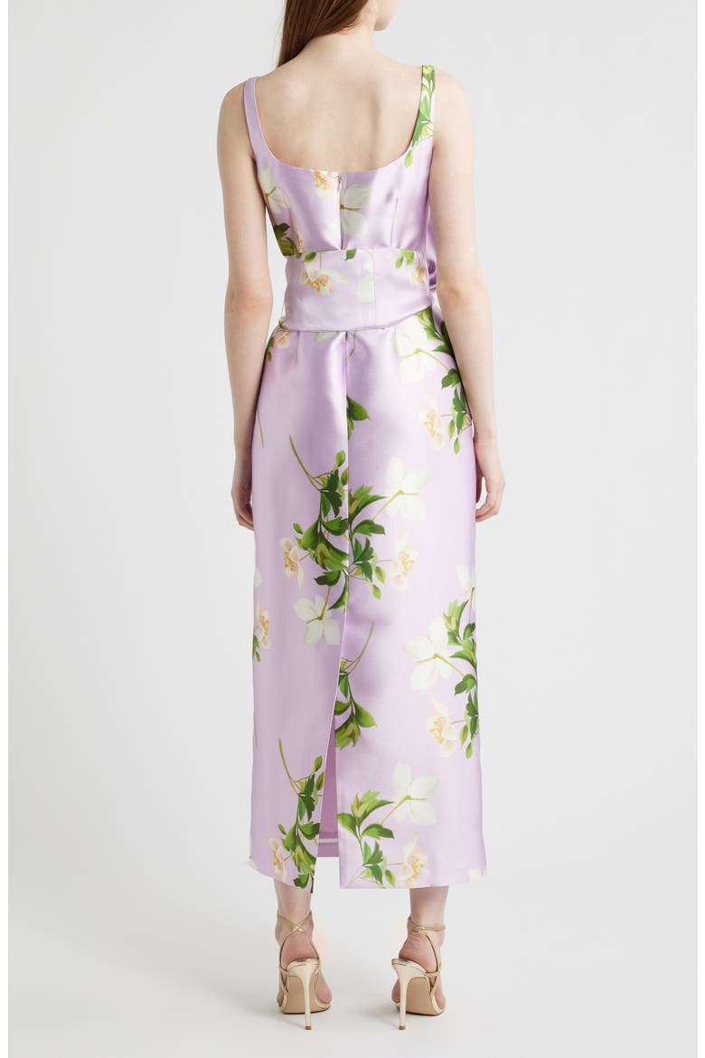 satin printed midi dress Remarkable Entrance Pink Floral Print Satin Midi Dress