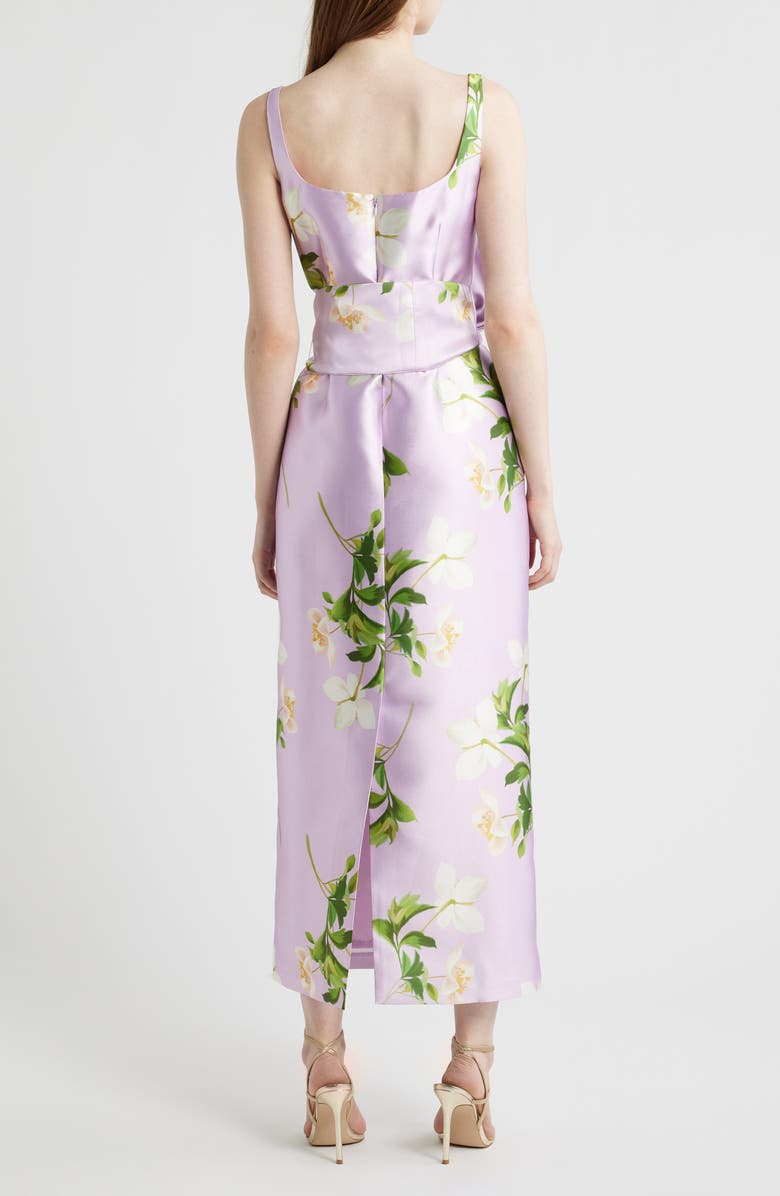 Julia Jordan Floral Print Sleeveless Satin Midi Dress, Alternate, color, Lavender Multi