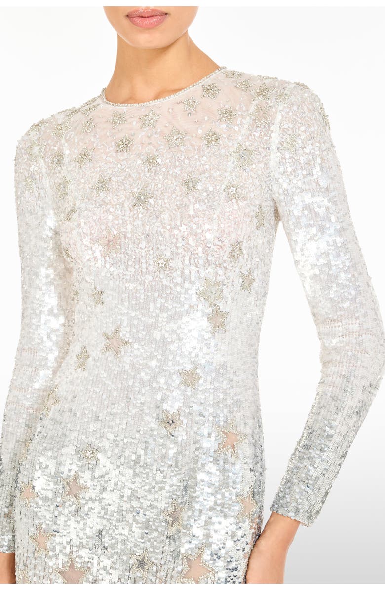 Jenny Packham Alexis Star Sequin Embellished Mini Dress, Alternate, color, Ivory