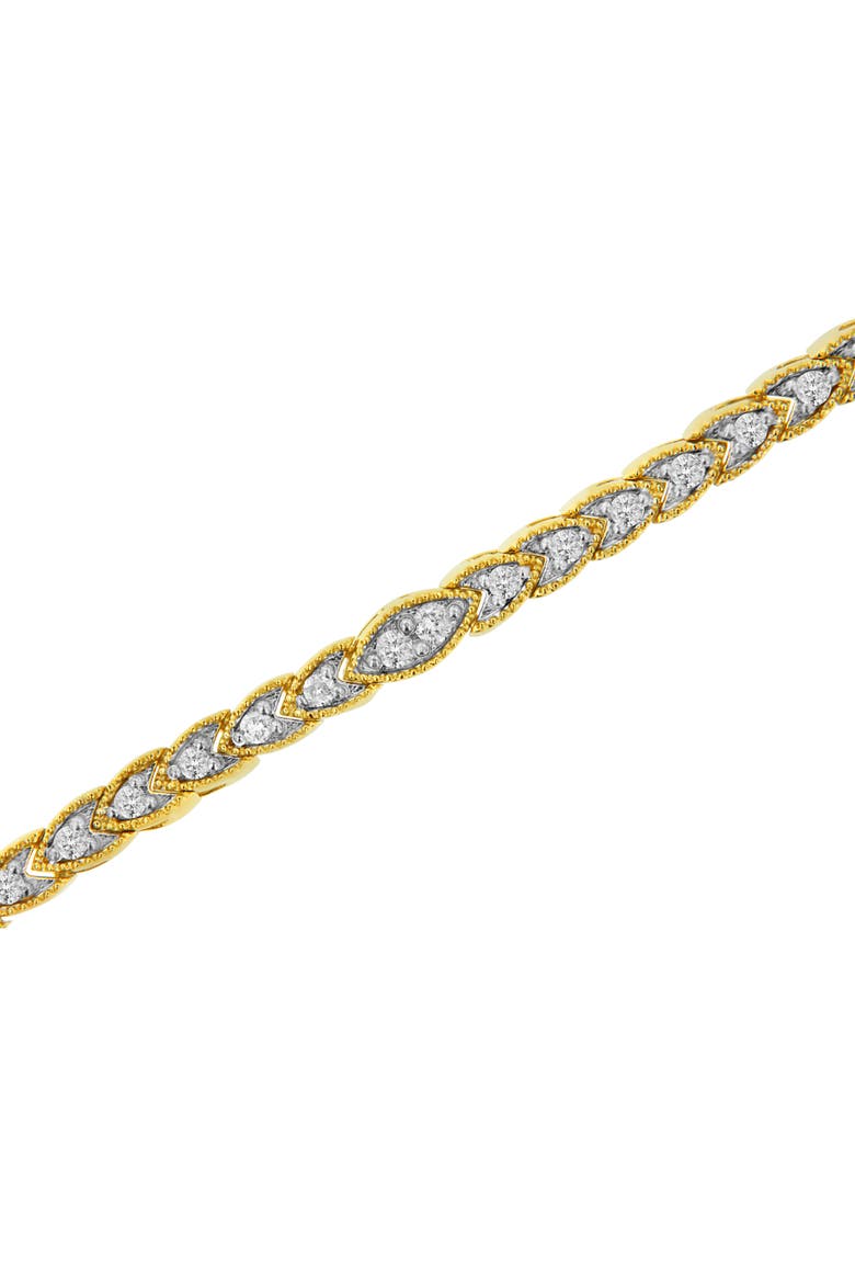 10K Yellow Gold Plated Silver 1 cttw Prong-Set Diamond Pear Shape Link Bracelet, Alternate, color, Yellow