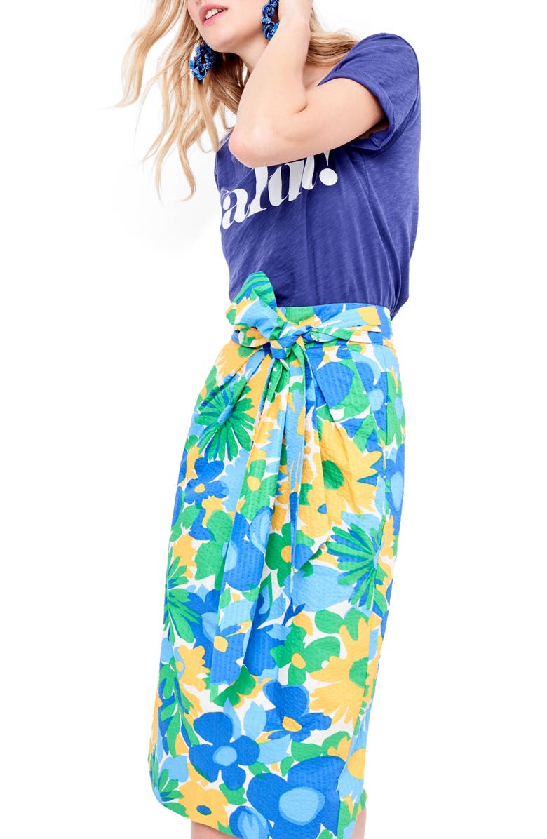 J.Crew Morning Floral Tie Waist Skirt, Alternate, color, 