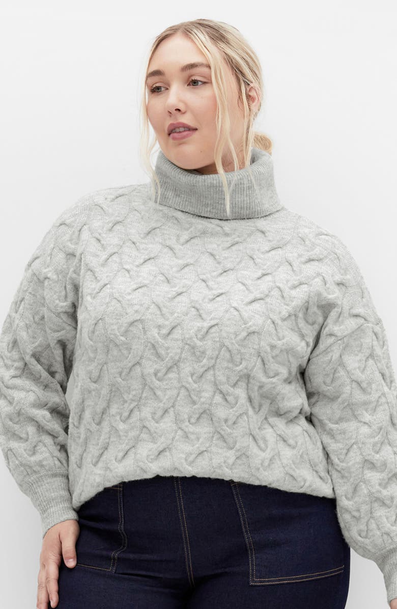 City Chic Kaliyah Turtleneck Sweater, Alternate, color, Grey