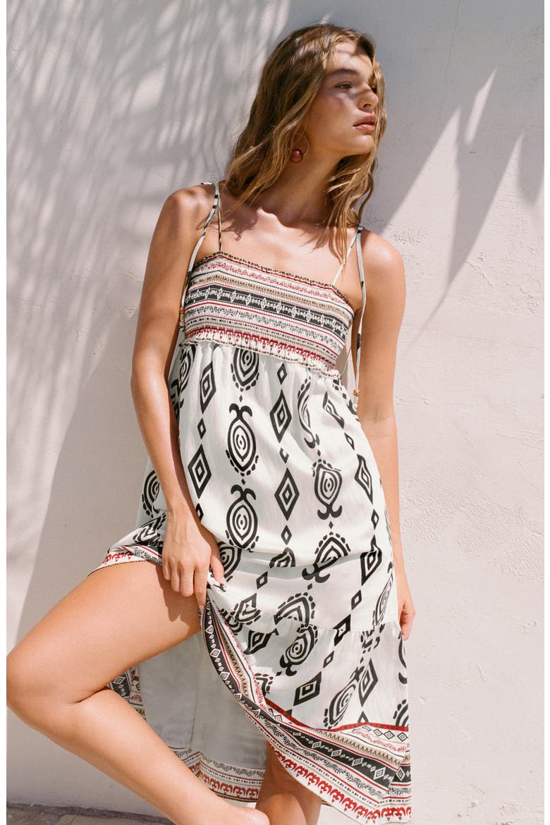 Boho Print Sleeveless Midi Dress, Alternate, color, BEIGE / NATURAL/ MULTI
