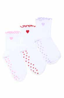 3-Pack Assorted Ruffle Grip Crew Socks