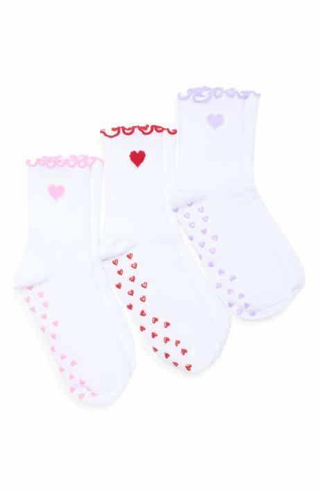 3-Pack Assorted Ruffle Grip Crew Socks