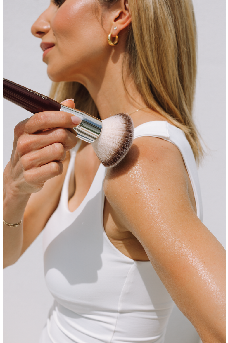 Large Buffer & Round Foundation Brush Set, Alternate, color, Burgundy