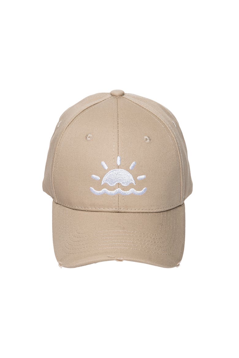 Tan Distressed Sun & Water Hat Cotton Brown, Main, color, Brown