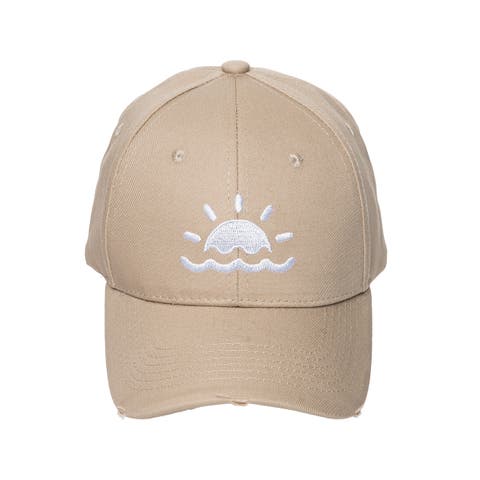 Tan Distressed Sun & Water Hat Cotton Brown