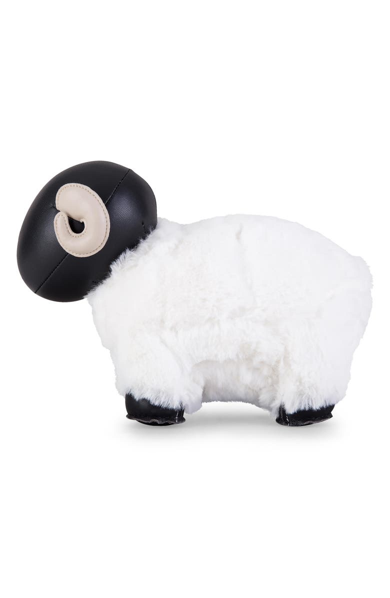 Zuny Sheep Bomy II Fleece & Faux Leather Bookend, Alternate, color, Black White