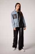 BLUE REVIVAL UNreal Leather & Denim Shacket