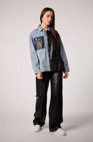 BLUE REVIVAL UNreal Leather & Denim Shacket