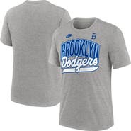 Nike Men's Nike Heather Gray Brooklyn Dodgers Cooperstown Collection Retro Tri-Blend T-Shirt
