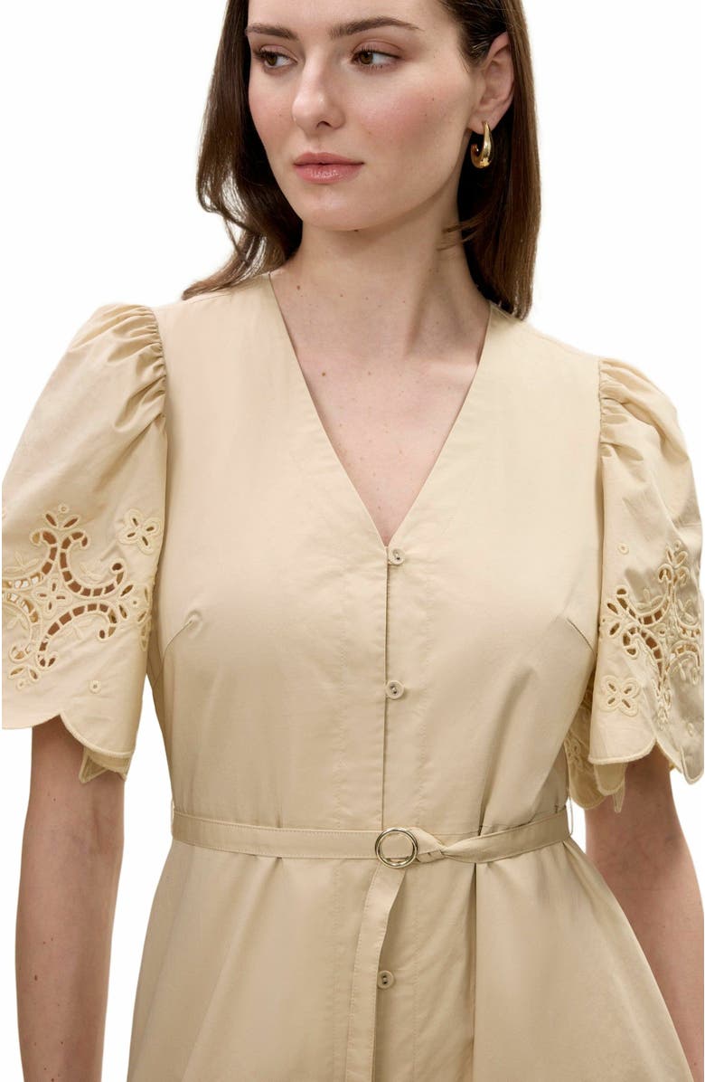 Rebecca Taylor Raquel Twill Dress, Alternate, color, Latte