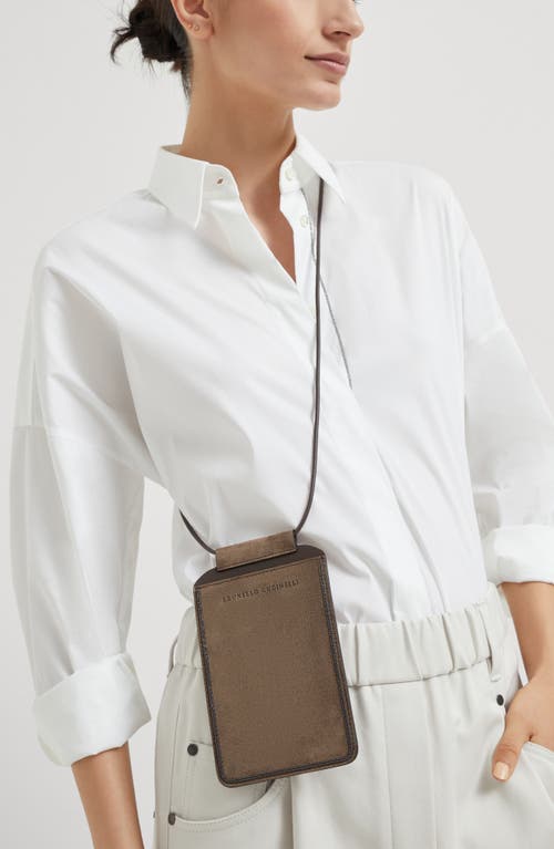 Brunello Cucinelli Logo-debossed Leather Case In Bark
