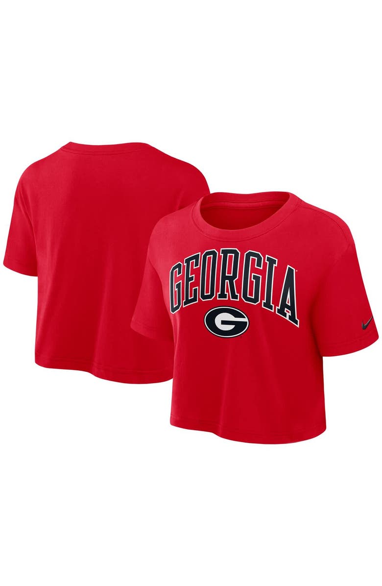 Nike Women's Nike Red Georgia Bulldogs Power Pursuit Athletic Prep Arch Performance Cropped T-Shirt, Main, color, Red