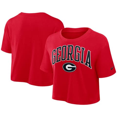 Women's Nike Red Georgia Bulldogs Power Pursuit Athletic Prep Arch Performance Cropped T-Shirt
