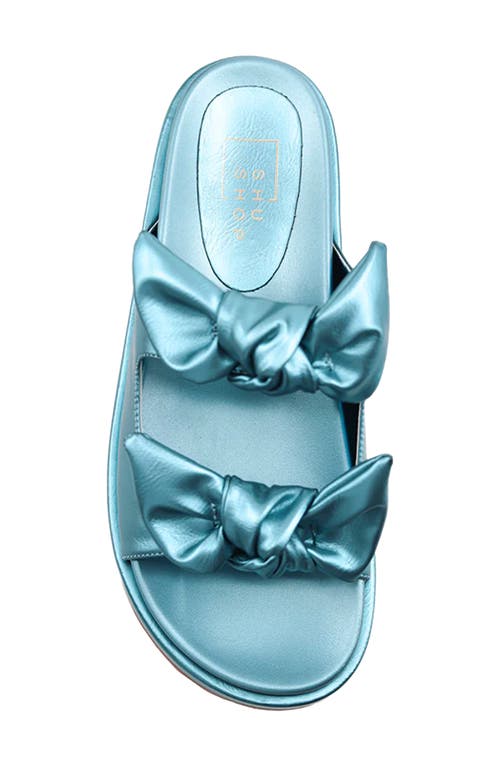 Shushop Kiki Platform Slide Sandal In Blue