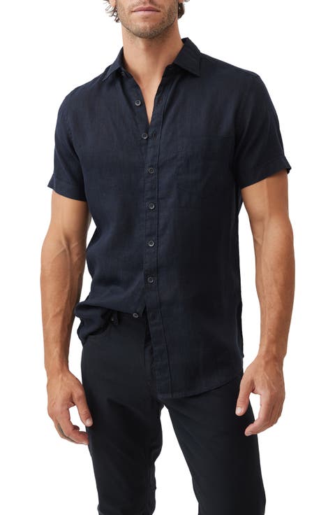 Palm Beach Sports Fit Short Sleeve Linen Button-Up Shirt