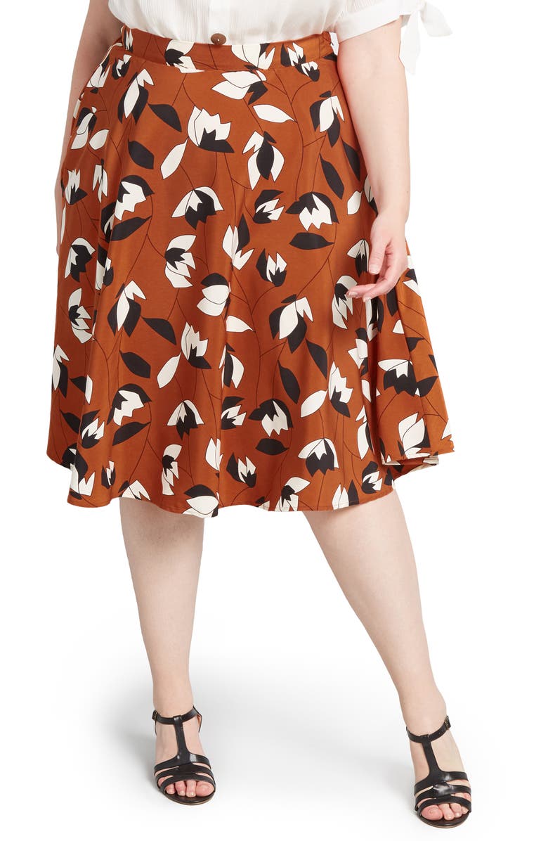 ModCloth Floral Print Circle Skirt, Alternate, color, 