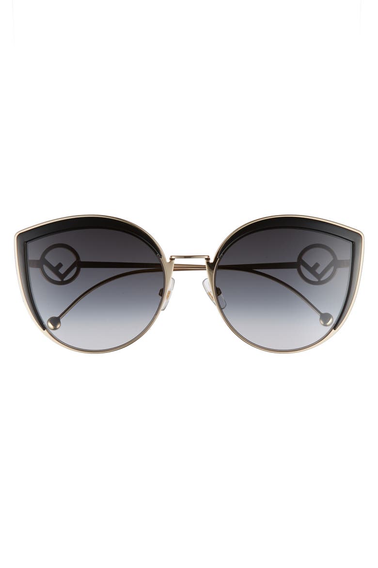 58mm Metal Butterfly Sunglasses, Alternate, color, BLACK